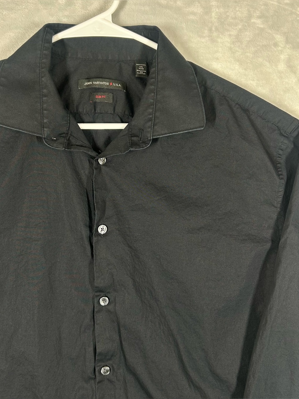 John Varvatos Star Slim Fit Shirt 17.5 32/33 Men’s Black Button Up Dress